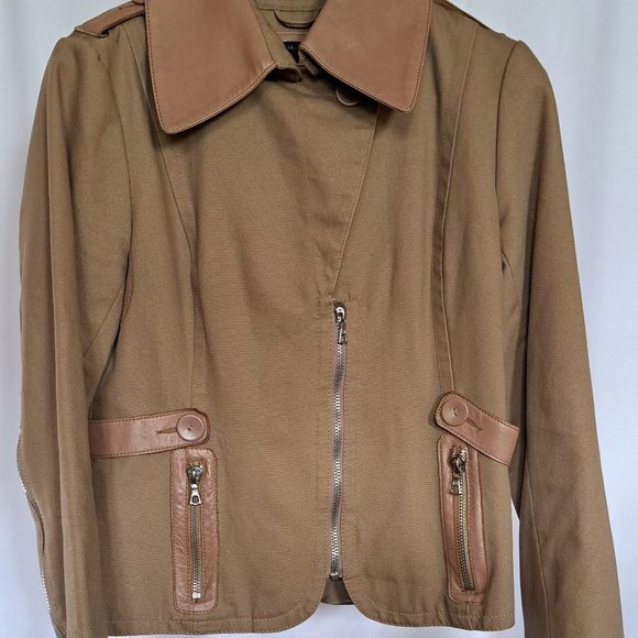RUDSAK MADE IN CANADA moto crop JACKET Sz LARGE CANVAS & LEATHER RARE A GEM WO - Picture 1 of 15